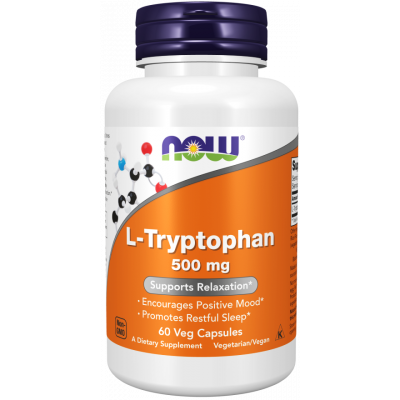 NOW L-TRYPTOPHAN 500 MG RELAXATION SUPPORT DIETARY SUPPLEMENT 60 VEG CAPSULES